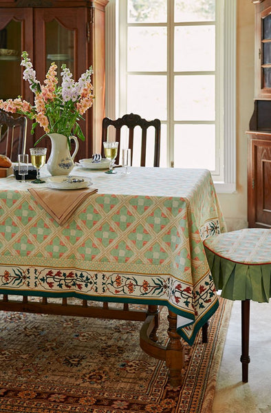 Rectangle Tablecloth for Dining Room Table, British Mid Century Fiberflax Tablecloth, Square Tablecloth for Coffee Table, Farmhouse Table Cloth, Wedding Tablecloth, Waterproof Tablecloth-LargePaintingArt.com