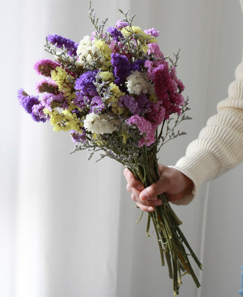 A Bunch Dried Myosotis Flowers with Limoniums, Dried Flowers, Flower Bunches, Dried Floral-LargePaintingArt.com