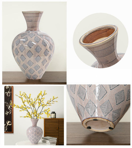 Contemporary Vases for Modern Home Decor, Porcelain Flower Vases, Flower Vases on Table, Ceramic Bouquet Vases, Dining Table Centerpiece-LargePaintingArt.com