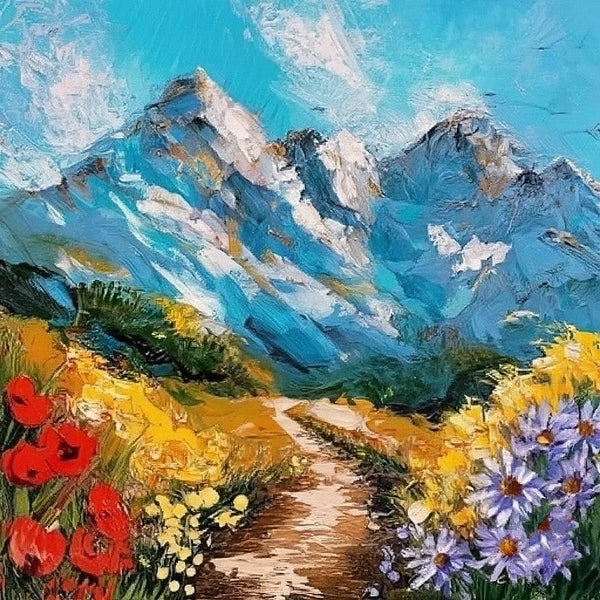 Original Small Landscape Paintings, Heavy Texture Canvas Art, Mountain Landscape Painting, Small Canvas Paintings, Easy Landscape Painting Ideas, Simple Small Canvas Paintings-LargePaintingArt.com