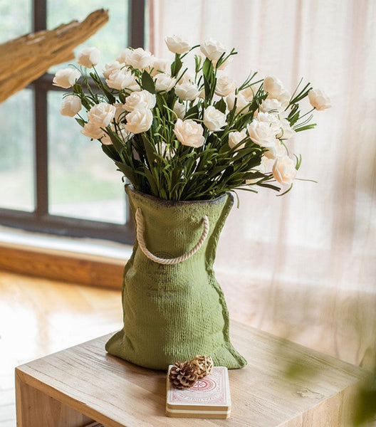 Flower Arrangement Ideas for Living Room, White Camellia Flowers, Modern Artificial Flowers for Home Decoration, Simple Artificial Floral for Bedroom-LargePaintingArt.com