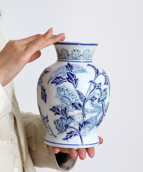 Porcelain Flower Vases, Centerpiece Ceramic Bouquet Vases, Handmade Flower Vase, Vintage Flower Vases on Dining Table-LargePaintingArt.com