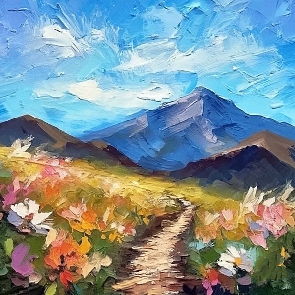 Mountain Landscape Painting, Original Small Landscape Paintings, Heavy Texture Canvas Art, Small Canvas Paintings, Easy Landscape Painting Ideas, Simple Small Canvas Paintings-LargePaintingArt.com