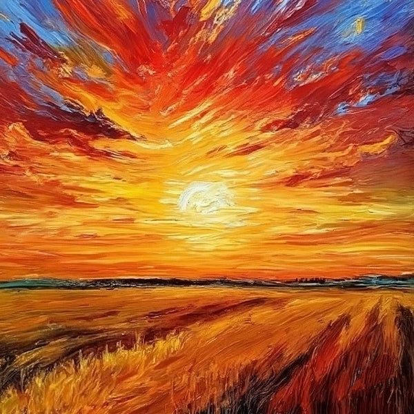 Simple Small Canvas Paintings, Sunset Landscape Painting, Original Small Landscape Paintings, Heavy Texture Acrylic Artwork, Easy Landscape Painting Ideas for Home Decor-LargePaintingArt.com