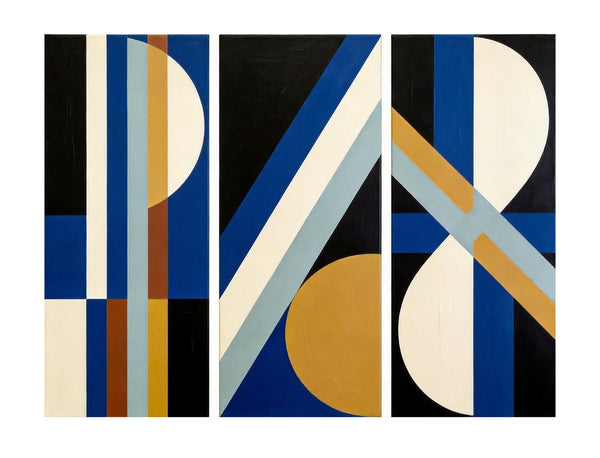 Multi Panel Canvas Art, Oversized Group Paintings, Geometric Abstract Paintings, Modern Paintings for Mid Century Living Room-LargePaintingArt.com