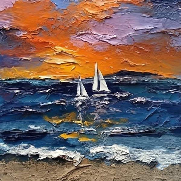 Simple Small Canvas Paintings, Sail Boat at Sea Painting, Hand Painted Canvas Art, Easy Seascape Painting Ideas, Small Landscape Painting-LargePaintingArt.com