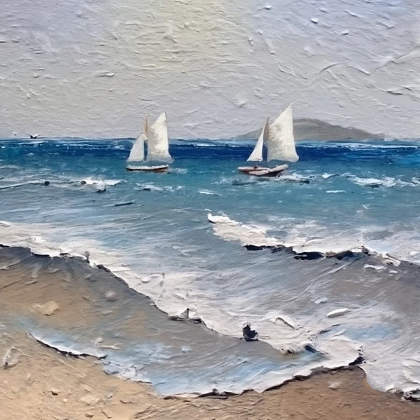 Hand Painted Canvas Art, Simple Small Canvas Paintings, Sail Boat at Sea Painting, Easy Seascape Painting Ideas, Small Landscape Painting-LargePaintingArt.com