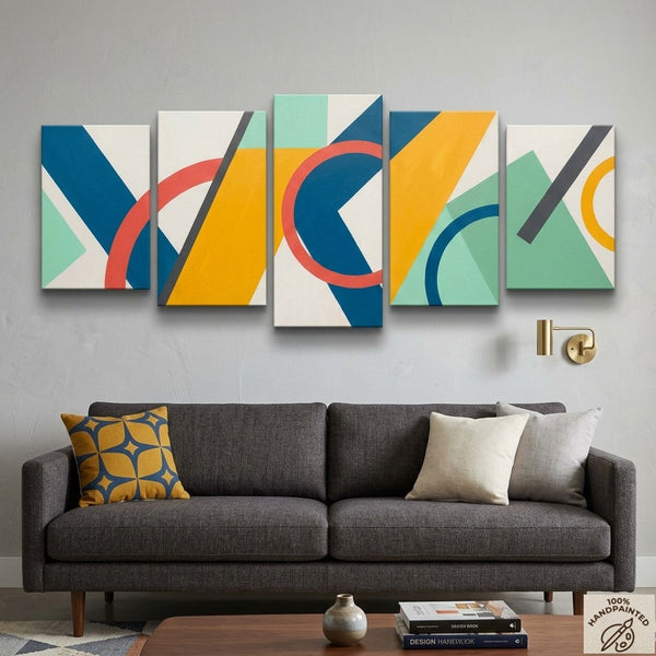 Original Modern Paintings, Geometric Contemporary Art, Abstract Acrylic Paintings, Hand Painted Canvas Art-LargePaintingArt.com