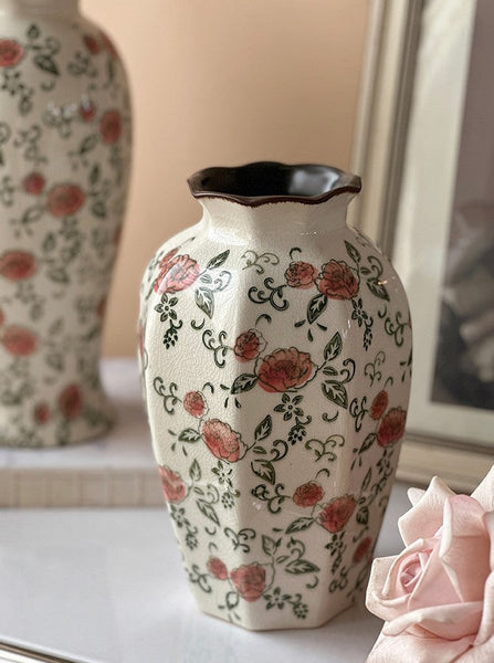 Rustic Porcelain Flower Vases, Handmade Water Holding Flower Vases, Ceramic Bouquet Vases, Tall Flower Vases on Table-LargePaintingArt.com