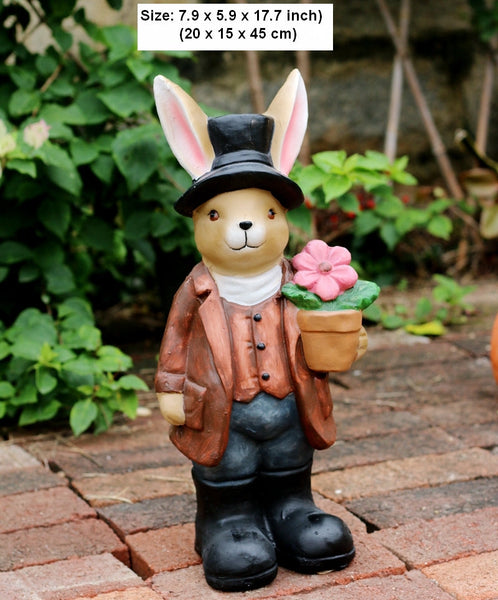 Garden Animal Sculpture Rabbit Statues, Garden Decor Ideas, Animal Statue for Garden Ornament, Villa Courtyard Decor, Outdoor Garden Decoration-LargePaintingArt.com