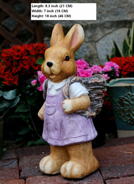 Garden Animal Statues, Large Garden Statues, Large Rabbit Statue for Garden, Bunny Flower Pot, Garden Ornament, Gardening Decoration Ideas-LargePaintingArt.com