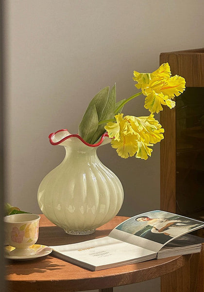 French Vintage Glass Flower Vases, Glass Bud Vases, Flower Vases on Table, Handmade Water Holding Flower Vases-LargePaintingArt.com