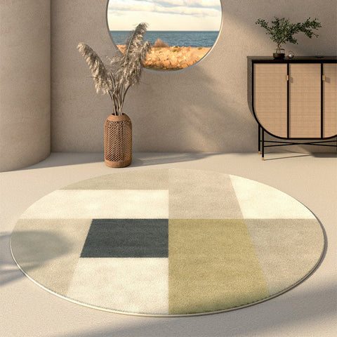 Large Floor Carpets for Dining Room, Modern Round Carpets for Living Room, Round Rugs Next to Bed, Bathroom Modern Rugs, Entryway Circular Rugs-LargePaintingArt.com