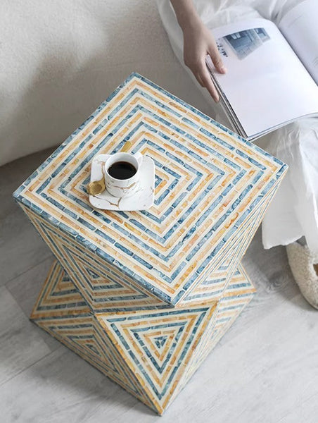 Contemporary Small Sofa Side Table, Shell Small Side Table, Unique Small End Table, Portable Casual Side Table, Creative Coffee Table-LargePaintingArt.com