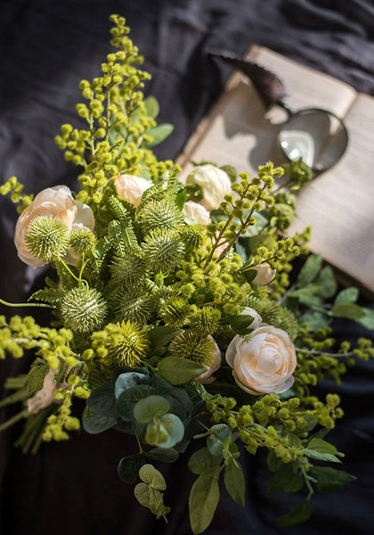 Spring Flower Arrangement for Living Room, Ranunculus Asiaticus, Globe Amaranth, Botany Plants, Beautiful Modern Flower Arrangement Ideas for Home Decoration-LargePaintingArt.com