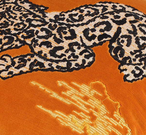 Contemporary Modern Sofa Pillows, Yellow Embroidery Tiger Pattern Pillows for Couch, Decorative Throw Pillows for Bedroom, Large Modern Sofa Pillow for Living Room-LargePaintingArt.com