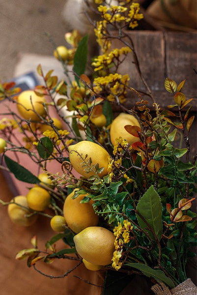 Lemon Branch, Fragrans stems, Fern leaf, Creative Flower Arrangement Ideas for Home Decoration, Unique Artificial Flowers, Simple Artificial Floral for Dining Room Table-LargePaintingArt.com