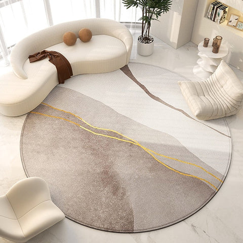 Unique Modern Rugs for Living Room, Geometric Round Rugs for Dining Room, Contemporary Modern Area Rugs for Bedroom, Circular Modern Rugs under Chairs-LargePaintingArt.com