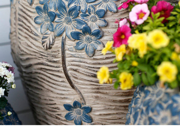 Modern Outdoor Garden Flower Pots, Extra Large Garden Flower Planters, Oversized Garden Flower Pot, Garden Ornaments, Large Resin Gardern Flower Planter-LargePaintingArt.com