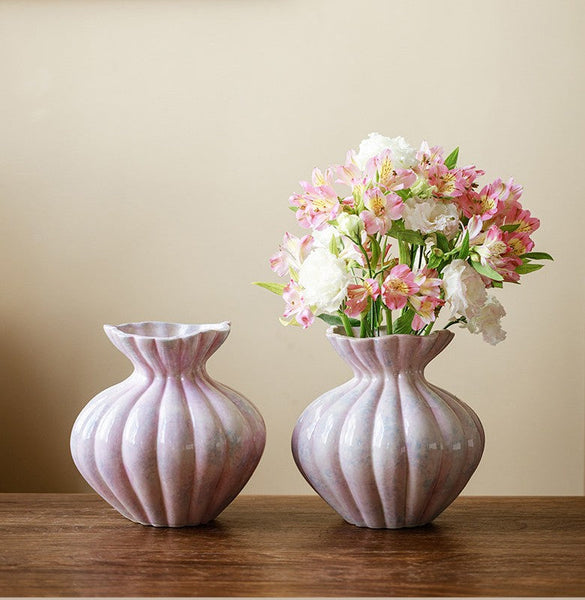 Handmade Water Holding Flower Vases, Modern Flower Vase Centerpiece on Table, Porcelain Flower Vases, Ceramic Bouquet Vases-LargePaintingArt.com