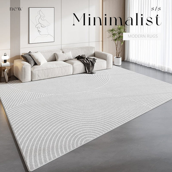 Washable Abstract Contemporary Area Rugs, Grey Modern Rugs for Living Room, Geometric Modern Rugs for Bedroom, Modern Rugs for Dining Room-LargePaintingArt.com