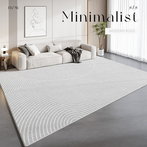 Washable Abstract Contemporary Area Rugs, Grey Modern Rugs for Living Room, Geometric Modern Rugs for Bedroom, Modern Rugs for Dining Room-LargePaintingArt.com
