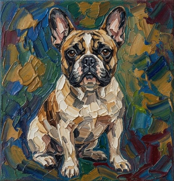 French Bulldog Dog Portrait, Hand Painted Canvas Art, Impasto Artwork, Abstract Pet Portrait Painting, Original Acrylic Paintings, Heavy Texture Painting, Small Art on Canvas-LargePaintingArt.com