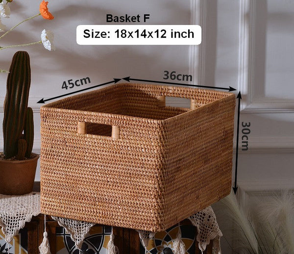 Rattan Storage Baskets, Storage Basket for Shelves, Rectangular Storage Basket for Toys, Storage Baskets for Kitchen, Storage Baskets for Bedroom-LargePaintingArt.com