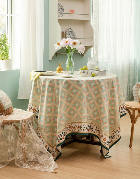 Rectangle Tablecloth for Dining Room Table, British Mid Century Fiberflax Tablecloth, Square Tablecloth for Coffee Table, Farmhouse Table Cloth, Wedding Tablecloth, Waterproof Tablecloth-LargePaintingArt.com