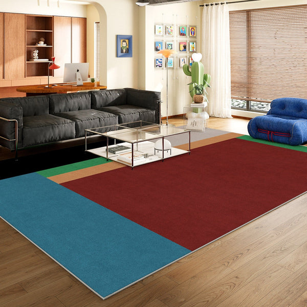 Living Room Rug Ideas, Mid Century Modern Rugs, Contemporary Modern Rugs for Dining Room, Bedroom Modern Floor Carpet, Blue Modern Rug Designs-LargePaintingArt.com