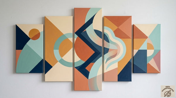 Geometric Modern Art, Colorful Abstract Paintings, Hand Painted Acrylic Art, Contemporary Canvas Paintings-LargePaintingArt.com