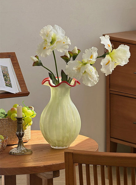 French Vintage Glass Flower Vases, Glass Bud Vases, Flower Vases on Table, Handmade Water Holding Flower Vases-LargePaintingArt.com