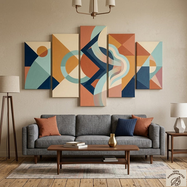 Geometric Modern Art, Colorful Abstract Paintings, Hand Painted Acrylic Art, Contemporary Canvas Paintings-LargePaintingArt.com