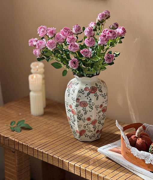 Rustic Porcelain Flower Vases, Handmade Water Holding Flower Vases, Ceramic Bouquet Vases, Tall Flower Vases on Table-LargePaintingArt.com