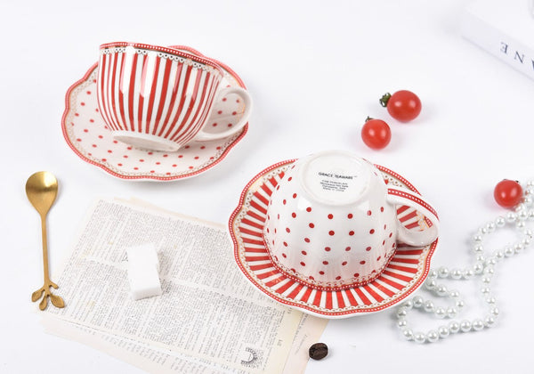 Unique Porcelain Cup and Saucer, Afternoon British Tea Cups, Creative Bone China Porcelain Tea Cup Set, Elegant Modern Ceramic Coffee Cups-LargePaintingArt.com