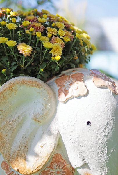 Villa Outdoor Garden Flower Pots, Oversized Modern Garden Flower Pot, Extra Large Elephant Garden Flowerpots, Animal Statue for Garden Ornaments, Resin Statue for Garden-LargePaintingArt.com