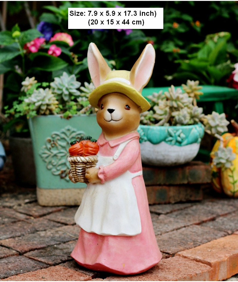 Garden Animal Sculpture Rabbit Statues, Garden Decor Ideas, Animal Statue for Garden Ornament, Villa Courtyard Decor, Outdoor Garden Decoration-LargePaintingArt.com