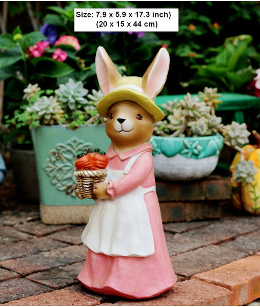 Garden Animal Sculpture Rabbit Statues, Garden Decor Ideas, Animal Statue for Garden Ornament, Villa Courtyard Decor, Outdoor Garden Decoration-LargePaintingArt.com
