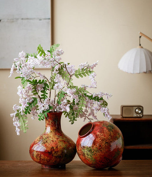 Large Pottery Flower Vases, Handmade Water Holding Flower Vases, Modern Bouquet Flower Vases, Centerpiece on Dining Table, Flower Vase on Table-LargePaintingArt.com