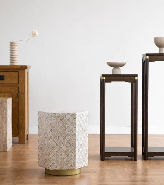 Portable Casual Side Table, Creative Coffee Table, Contemporary Small Sofa Side Table, Shell Small Side Table, Unique Small End Table-LargePaintingArt.com