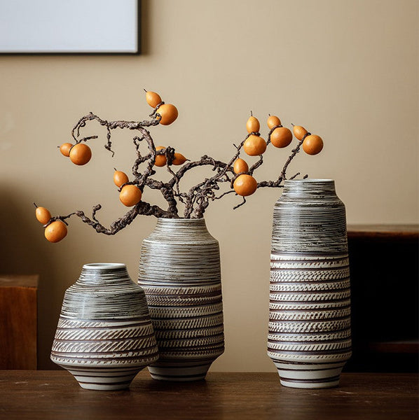 Modern Bouquet Flower Vases, Centerpiece on Dining Table, Handmade Pottery Flower Vases Urn, Water Holding Flower Vases, Large Flower Vase on Table-LargePaintingArt.com