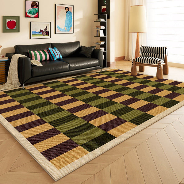 Mid Century Modern Rugs, Colorful Modern Rugs for Bedroom, Modern Living Room Rug Ideas, Geometric Contemporary Area Rugs-LargePaintingArt.com