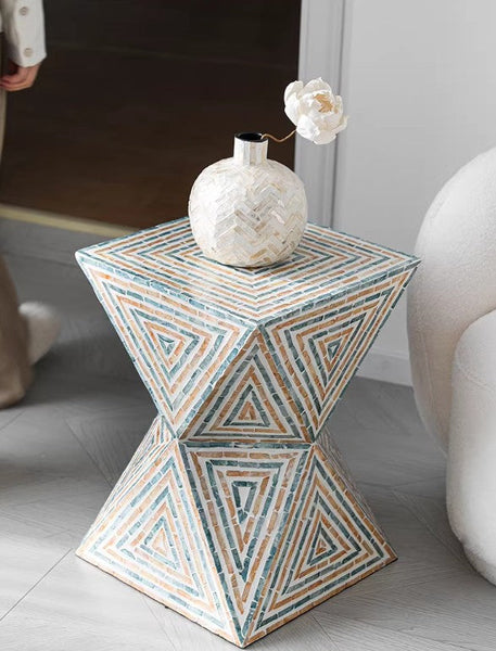 Modern Small End Table, Contemporary Small Sofa Side Table, Unique Shell Small Side Table, Portable Casual Side Table, Creative Coffee Table-LargePaintingArt.com