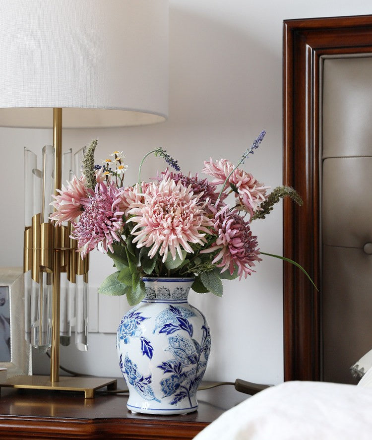 Porcelain Flower Vases Centerpiece, Ceramic Bouquet Vases, Modern White Table Decor, Living Room Accents