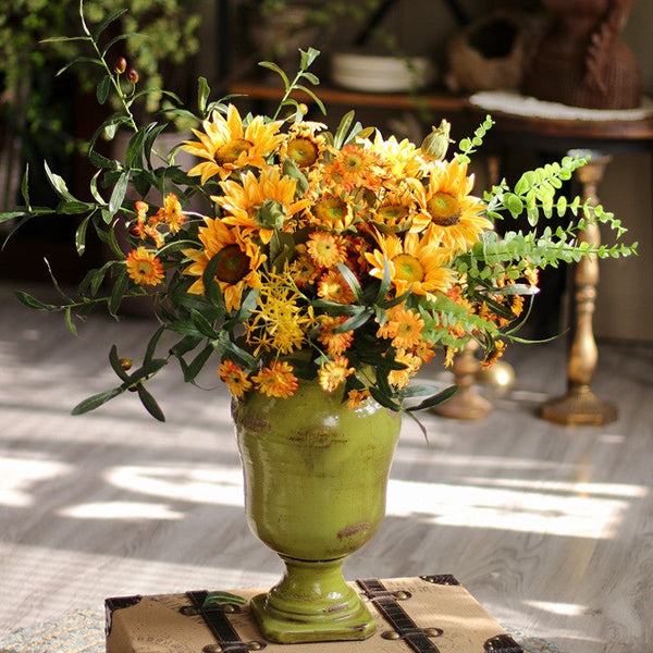 Large Bunch of Yellow Sunflowers, Unique Floral Arrangement for Home Decoration, Table Centerpiece, Real Touch Artificial Flowers for Living Room-LargePaintingArt.com
