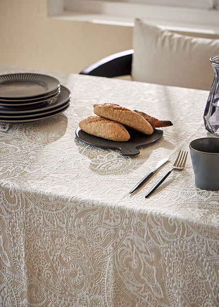 Simple Modern Rectangle Tablecloth for Dining Room Table, Cotton and Linen Flower Pattern Table Covers for Round Table, Square Tablecloth for Kitchen-LargePaintingArt.com