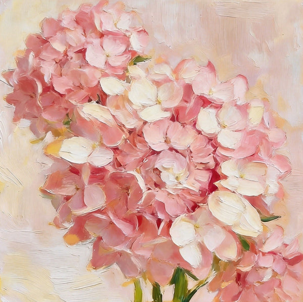 Small Canvas Artwork, Pink Hydrangeas in Full Bloom, Hand Painted Canvas Art, Still Life Painting, Original Flower Paintings, Buy Small Artwork Online-LargePaintingArt.com