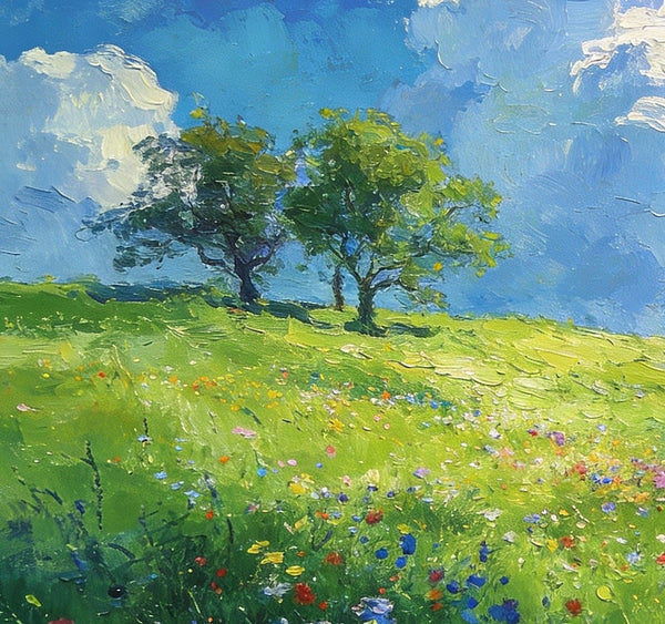 Clouds Over Verdant Hills, On Canvas Small Paintings, Hand Painted Canvas Art, Original Wall Art Paintings, Original Artwork Small Paintings, Small Landscape Paintings-LargePaintingArt.com