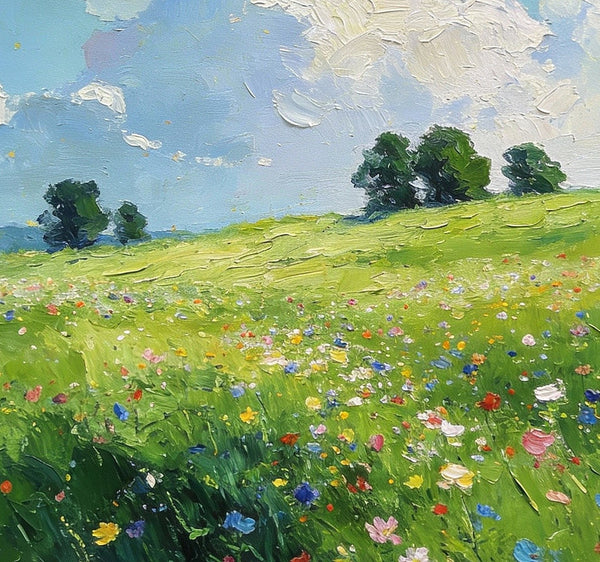 Small Wall Paintings, Green Hills and Blue Sky, Original Small Paintings, Small Oil Paintings, Landscape Artwork Small Paintings-LargePaintingArt.com