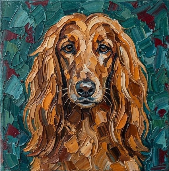 Hand Painted Canvas Art, Afghan Hound Dog Portrait, Abstract Pet Portrait Painting, Impasto Artwork, Heavy Texture Painting, Small Acrylic Paintings, Original Small Paintings-LargePaintingArt.com
